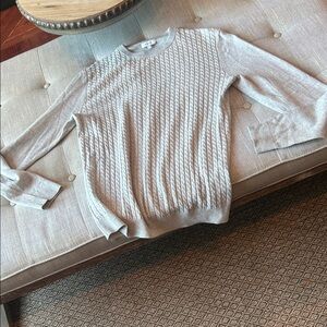 Reiss Cable Knit Grey Wool Cashmere Blend Oversized Sweater Size Small